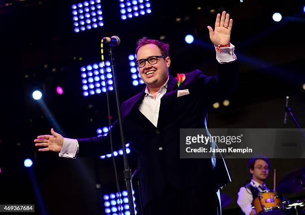 Singer Paul Janeway of St. Paul and the Broken Bones performs onstage during day 2 of the 2015 Coachella Valley Music & Arts Festival at the Empire...