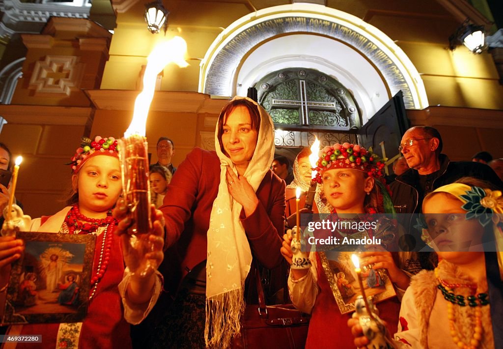 Orthodox Christians' 'Holy Fire' mass ahead of Easter in Ukraine