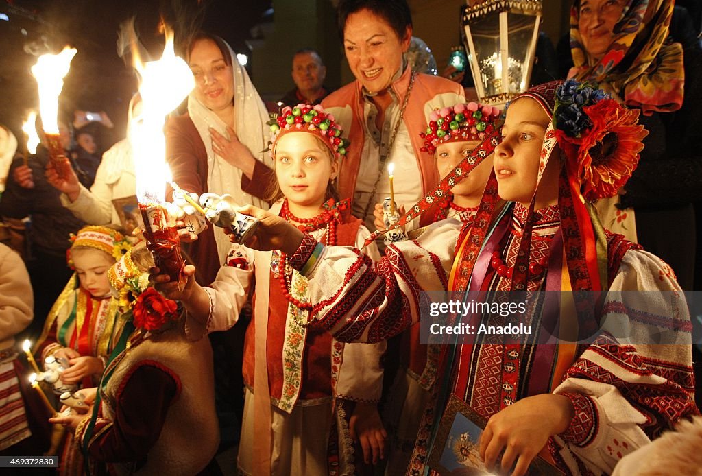 Orthodox Christians' 'Holy Fire' mass ahead of Easter in Ukraine