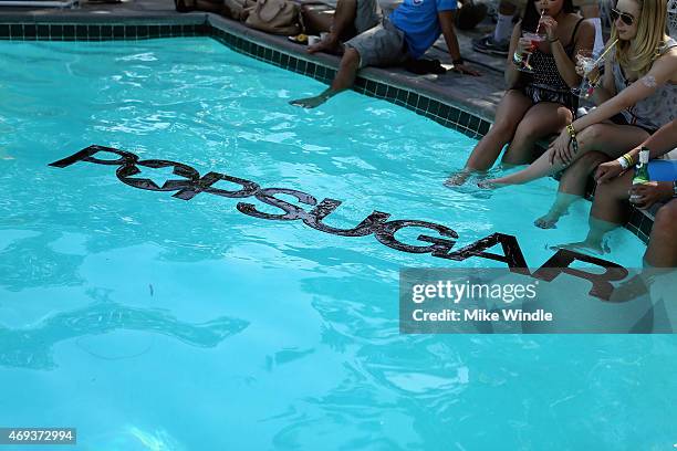 General view of the atmosphere during POPSUGAR + SHOPSTYLE'S Cabana Club Pool Parties - Day 1 at the Avalon Hotel on April 11, 2015 in Palm Springs,...