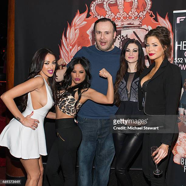 Breanne Benson, Kaylani Lei, Big John, Kendall Karson and a guest attend Big John's Birthday Celebration at Headquarters on February 13, 2014 in New...