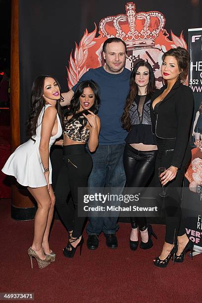 Breanne Benson, Kaylani Lei, Big John, Kendall Karson and a guest attend Big John's Birthday Celebration at Headquarters on February 13, 2014 in New...