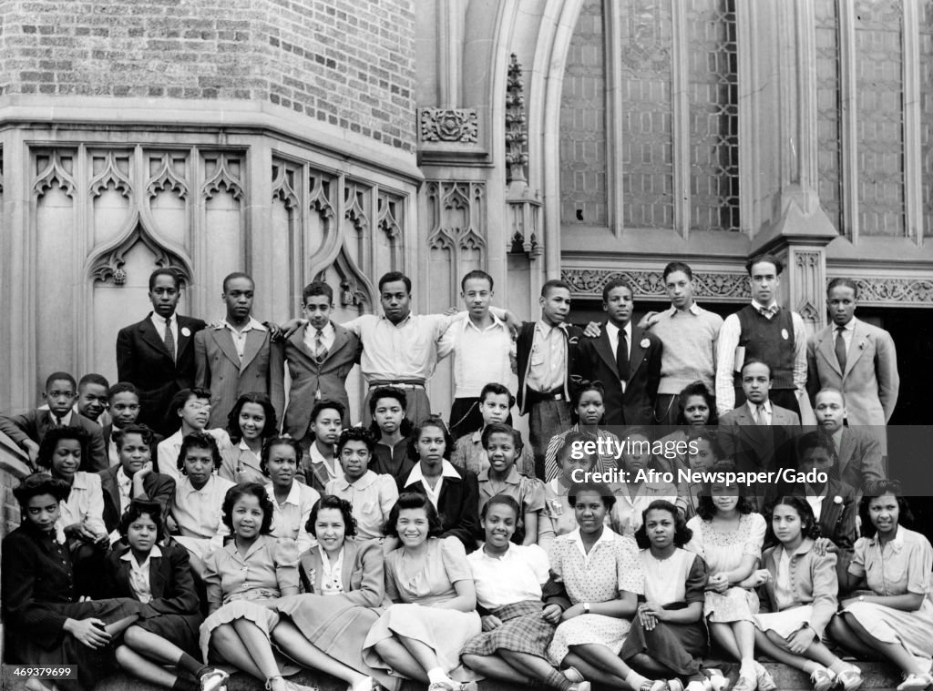 A group photo of the graduates of Overbrook High School,... News Photo