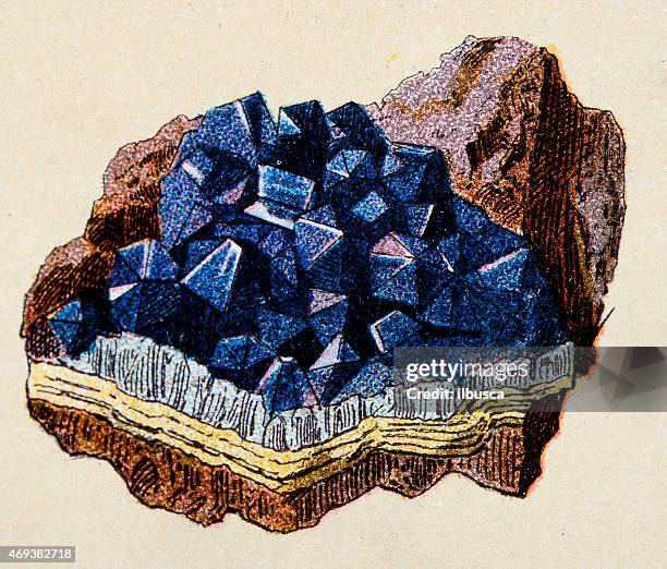 amethyst, mineral stein alte illustrationen - amethyst stock-grafiken, -clipart, -cartoons und -symbole