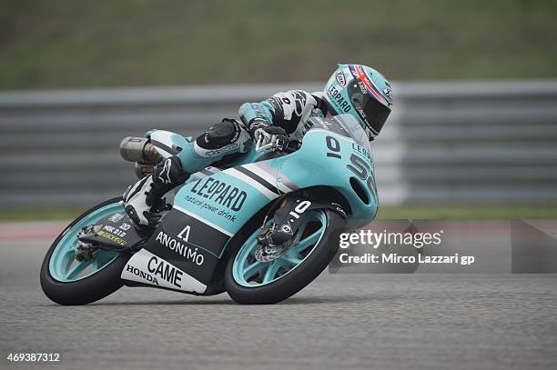 Danny Kent of Britain and Leopard Racing rounds the bend during the MotoGp Red Bull U.S. Grand Prix of The Americas - Qualifying at Circuit of The...