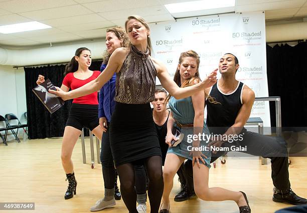 The cast of "50 Shades! The Musical" perform at the Press Preview at The Snapple Theater Center on February 14, 2014 in New York City.