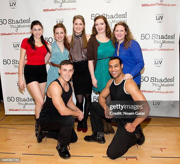 Casey Rogers, Kaitlyn Frotton, Alec Varcas, Chloe Williamson, Amber Petty, Adam Hyndman and Ashley Ward attend the "50 Shades! The Musical" Press...