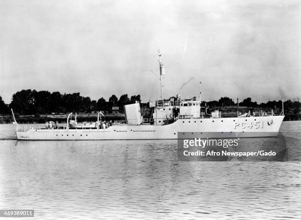 Photograph of a submarine chaser, US Army Base, Marshall Islands, 1940.