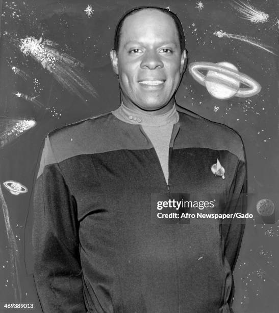 The actor Avery Brooks dressed as Commander Benjamin Sisko space commander, at the launch for Star Trek Deep Space Nine, the successful television...