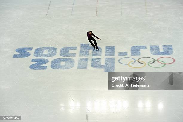 Winter Olympics: Aerial view of USA Jeremy Abbott in action during Men's Short Program at Iceberg Skating Palace. Sochi, Russia 2/13/2014 CREDIT: Al...