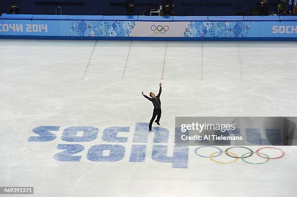 Winter Olympics: Aerial view of Canada Patrick Chan in action during Men's Short Program at Iceberg Skating Palace. Sochi, Russia 2/13/2014 CREDIT:...