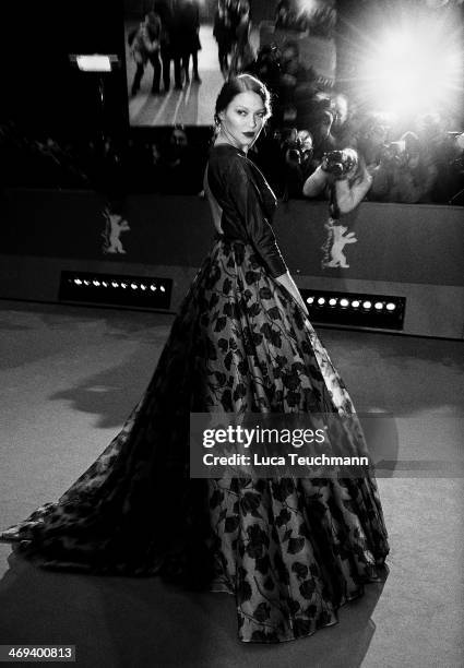 An alternative view of actress Lea Seydoux attends the 'La belle et la bete' premiere during 64th Berlinale International Film Festival at Berlinale...