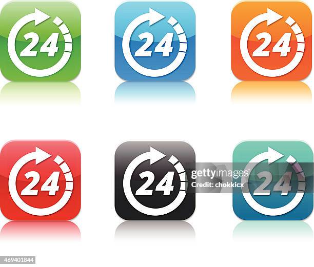 24 stunden zimmerservice-app-icons - 24 hours stock-grafiken, -clipart, -cartoons und -symbole