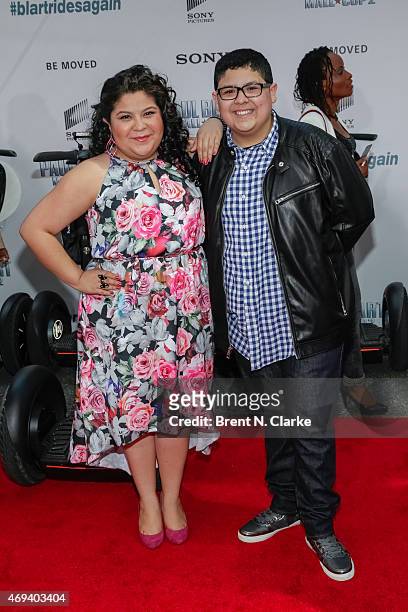 Actors Raini Rodriguez and Rico Rodriguez arrive for the "Paul Blart: Mall Cop 2" New York Premiere at AMC Loews Lincoln Square on April 11, 2015 in...