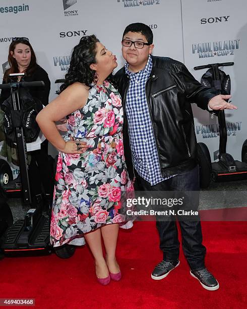 Actors Raini Rodriguez and Rico Rodriguez arrive for the "Paul Blart: Mall Cop 2" New York Premiere at AMC Loews Lincoln Square on April 11, 2015 in...