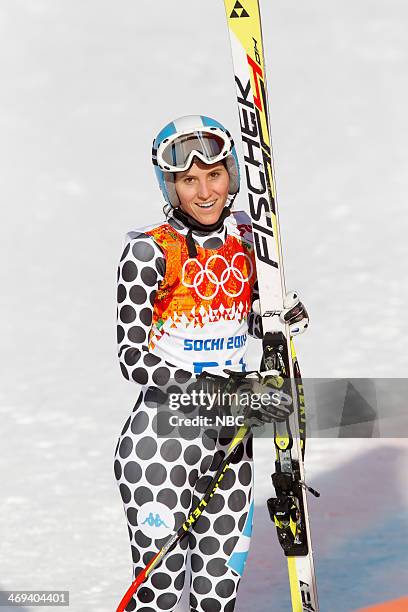 Women's Alpine Skiing Super Combined" -- Pictured: Macarena Simari Birkner during the Women's Alpine Skiing Super Combined on February 10, 2014...