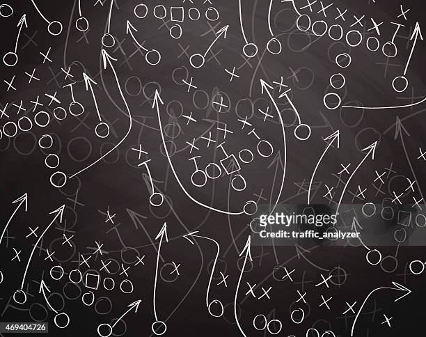 spiel drawn auf einem kreide-board - football player stock-grafiken, -clipart, -cartoons und -symbole