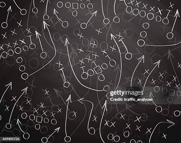 illustrazioni stock, clip art, cartoni animati e icone di tendenza di gioco disegnato su una lavagna - squadra di difesa football americano