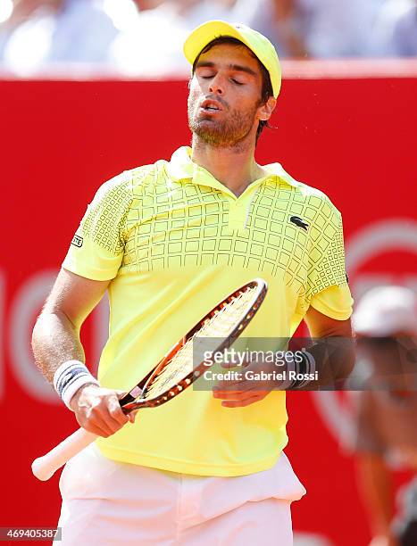 Pablo Andujar of Spain looks dejected during a tennis match between Fabio Fognini and Pablo Andujar as part of ATP Buenos Aires Copa Claro on...