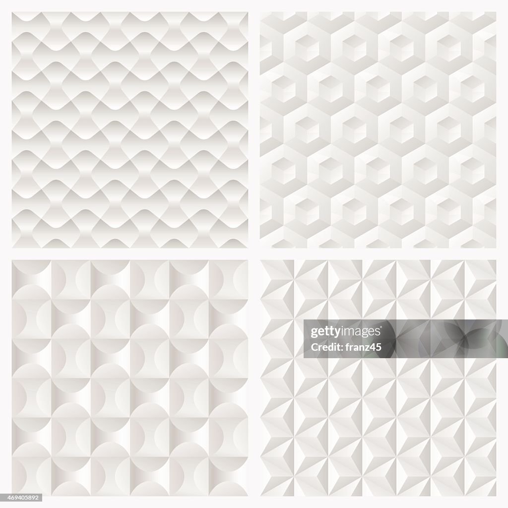 Abstract white 3d paper geometric pattern seamless background
