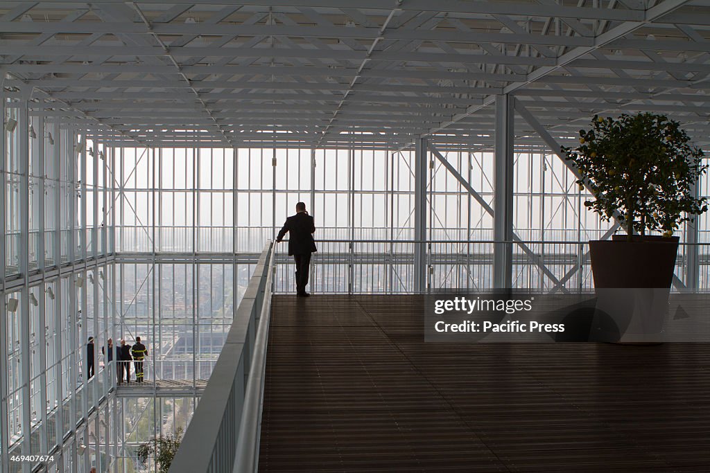 View of the greenhouse at the top of Intesa Sanpaolo...