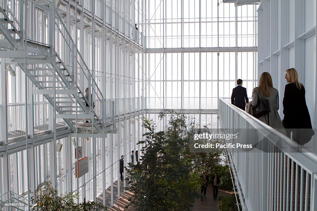 View of the greenhouse at the top of Intesa Sanpaolo...