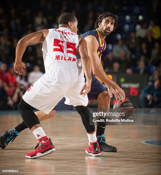 Victor Sada, #8 of FC Barcelona in action during the 2013-2014 Turkish Airlines Euroleague Top 16 Date 6 game between FC Barcelona Regal v EA7...