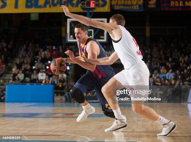 Bostjan Nachbar, #34 of FC Barcelona in action during the 2013-2014 Turkish Airlines Euroleague Top 16 Date 6 game between FC Barcelona Regal v EA7...