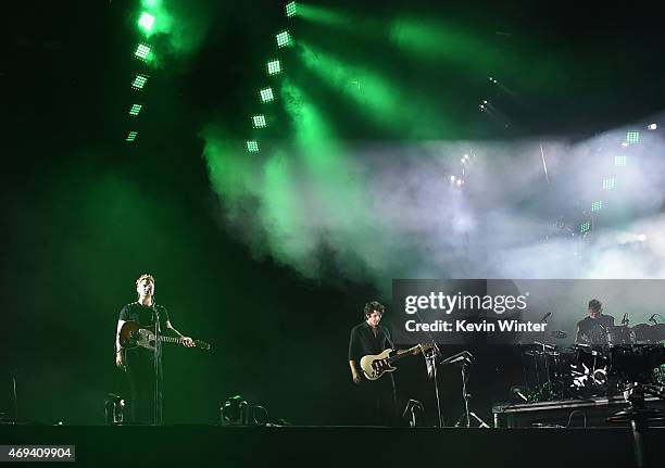 Musicians Gus Unger-Hamilton, Joe Newman, Gwil Sainsbury and Thom Green of alt-J perform onstage during day 2 of the 2015 Coachella Valley Music &...