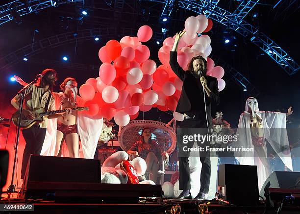 Singer-songwriter Father John Misty performs onstage during day 2 of the 2015 Coachella Valley Music & Arts Festival at the Empire Polo Club on April...