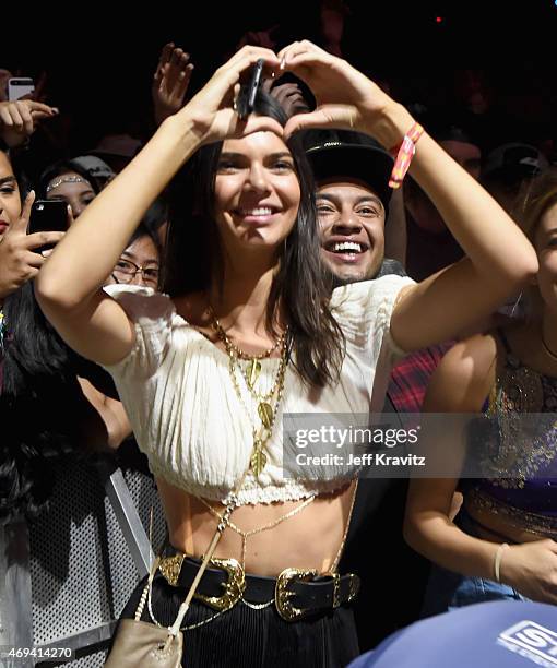 Model Kendall Jenner attends day 2 of the 2015 Coachella Valley Music & Arts Festival at the Empire Polo Club on April 11, 2015 in Indio, California.