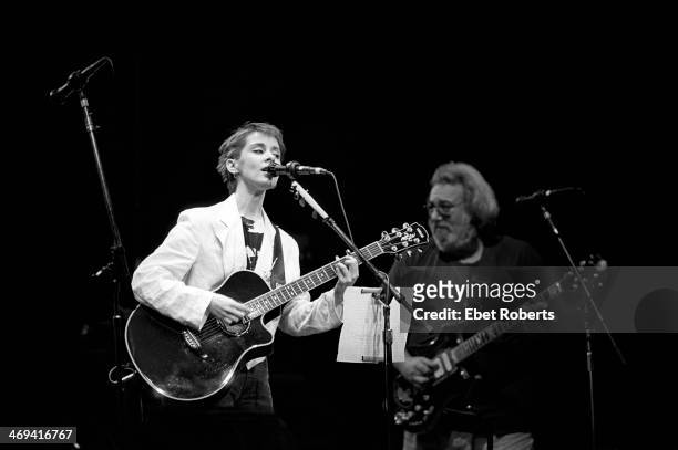 Suzanne Vega performing with the Grateful Dead at Madison Square Garden in New York City on September 24, 1988.