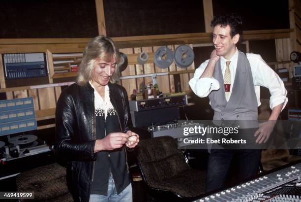 Mick Ronson and Mick Jones of The Clash working with Ian Hunter at the Power Station in New York City on February 13, 1981.