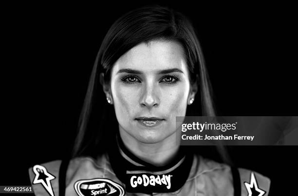 Sprint Cup Series driver Danica Patrick poses for a stylized portrait during the 2014 NASCAR Media Day at Daytona International Speedway on February...