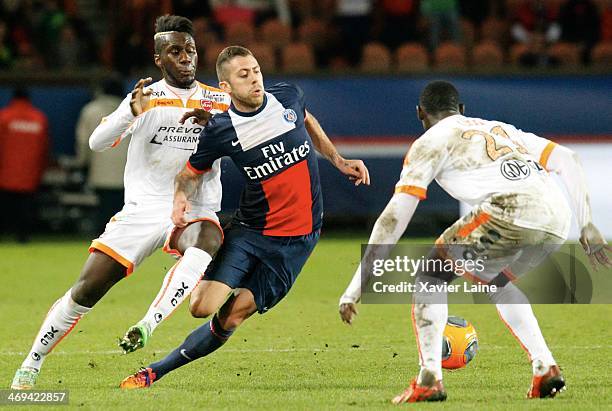 Jeremy Menez of Paris Saint-Germain in action during the French Ligue 1 between Paris Saint-Germain FC and Valenciennes VAFC at Parc Des Princes on...