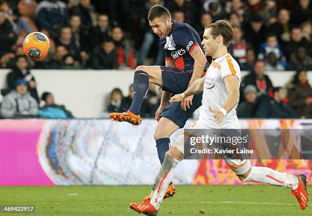 Jeremy Menez of Paris Saint-Germain in action during the French Ligue 1 between Paris Saint-Germain FC and Valenciennes VAFC at Parc Des Princes on...