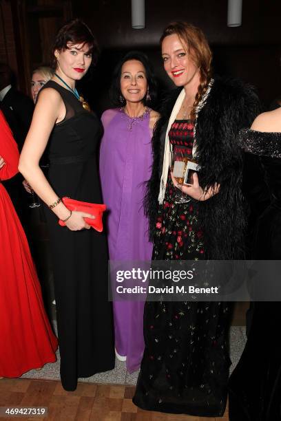 Jasmin Guinness, Lady Amanda Harlech and Alice Temperley at the WilliamVintage dinner in partnership with American Express at St Pancras Renaissance...