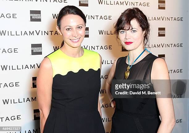 Caroline Rush and Jasmine Guinness arrive at the WilliamVintage dinner in partnership with American Express at St Pancras Renaissance Hotel on...