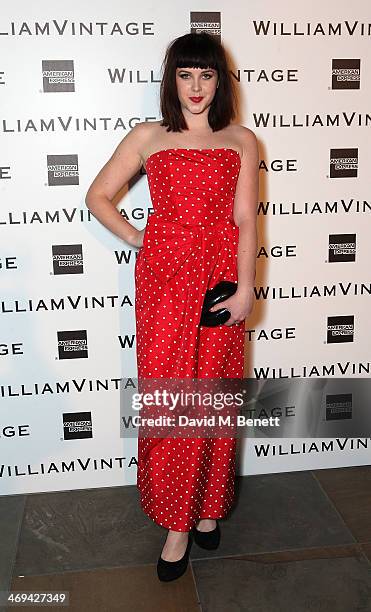 Amanda Roach arrives at the WilliamVintage dinner in partnership with American Express at St Pancras Renaissance Hotel on February 14, 2014 in...