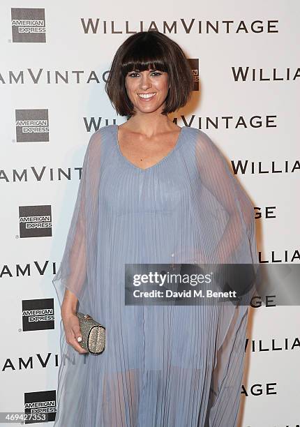 Dawn O'Porter arrives at the WilliamVintage dinner in partnership with American Express at St Pancras Renaissance Hotel on February 14, 2014 in...
