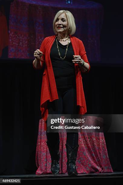 Dr. Christiane Northrup speaks onstage at the JUSTLOVE event as part of the global ONE BILLION RISING FOR JUSTICE campaign to end violence against...