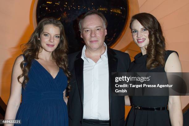 Yvonne Catterfeld, Christophe Gans and Nora Huetz attend the 'La belle et la bete' after premiere party during 64th Berlinale International Film...