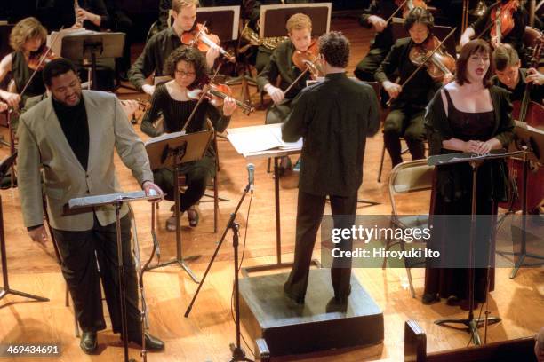 The Eos Orchestra presents "America Singing Songs" at the Ethical Culture Society on Thursday night, February 21, 2002.This image:From left, Gordon...