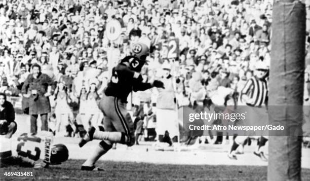 Larry Brown, running back on the Washington Redskins, during a football game against the New York Giants at the Redskins Stadium, Landover, Maryland,...