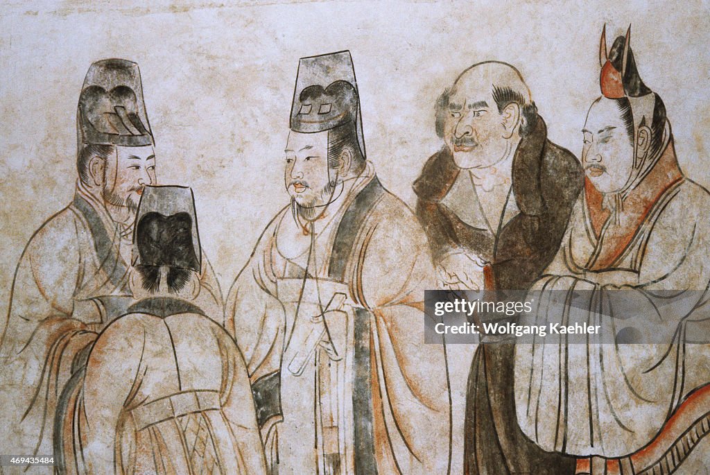 In this mural foreign ambassadors are being received at...