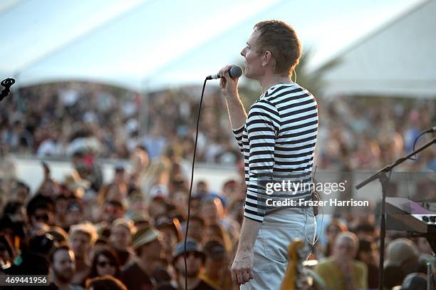 Musician Stuart Murdoch of Belle and Sebastian performs onstage during day 2 of the 2015 Coachella Valley Music & Arts Festival at the Empire Polo...