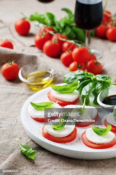 italian traditional salad caprese - caprese salad stock pictures, royalty-free photos & images