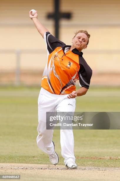 Camella Gray of the Northern Territory bowls during the Imparja Cup final between the Northern Territory and New South Wales at Traeger Park on...