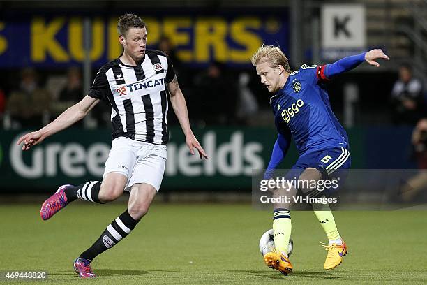 Nicolai Boilesen of Ajax during the Dutch Eredivisie match between Heracles Almelo and Ajax Amsterdam at Polman stadium on April 11, 2015 in Almelo,...