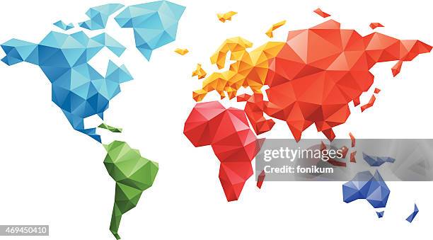 stockillustraties, clipart, cartoons en iconen met world map made from triangles - africa abstract